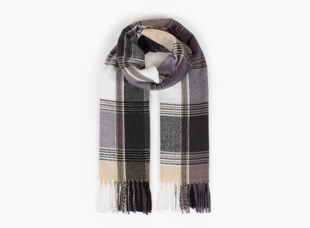 MANZINI Klassisk Skjerf med Ruter Kullgrå 08 