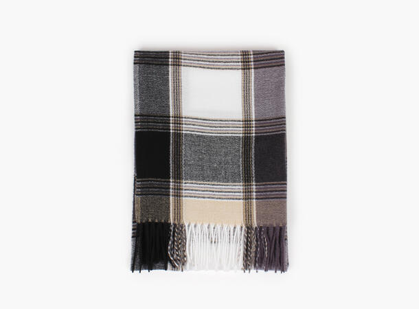 MANZINI Klassisk Skjerf med Ruter Kullgrå 08 