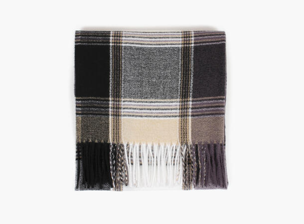 MANZINI Klassisk Skjerf med Ruter Kullgrå 08 