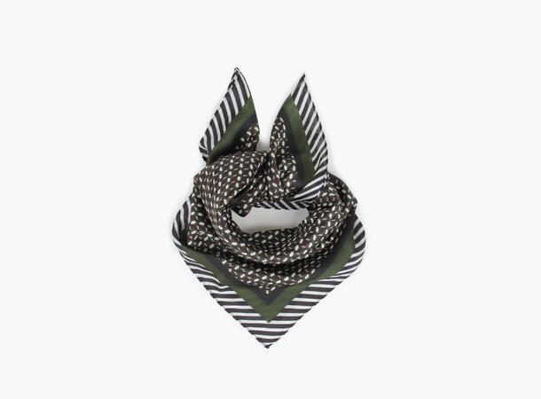 MANZINI Mønstrete Skjerf 70 x 70 cm Oliven grønn 89 