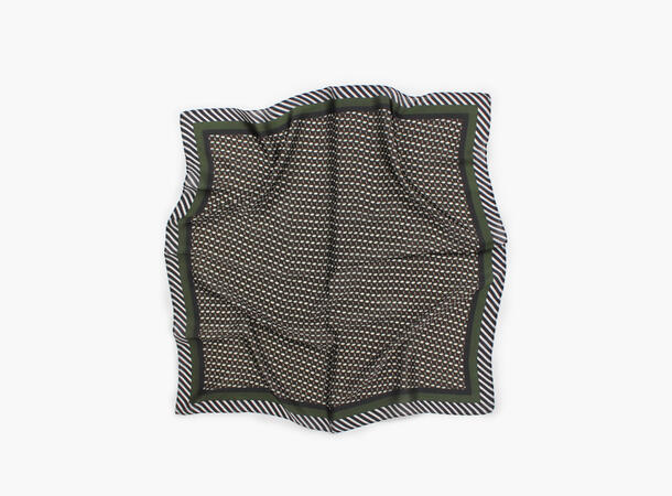 MANZINI Mønstrete Skjerf 70 x 70 cm Oliven grønn 89 