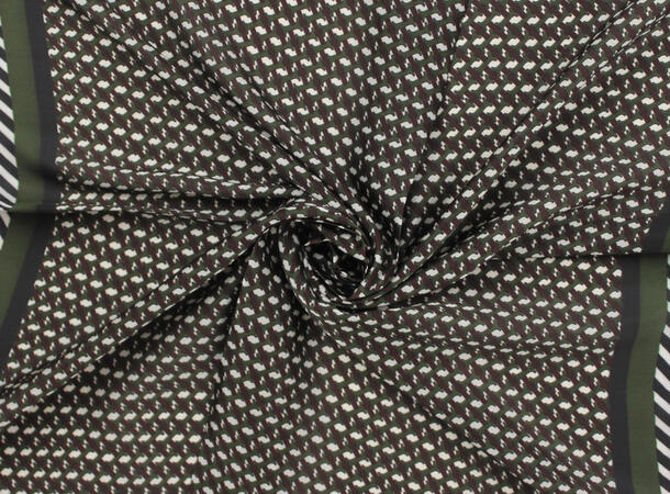 MANZINI Mønstrete Skjerf 70 x 70 cm Oliven grønn 89 