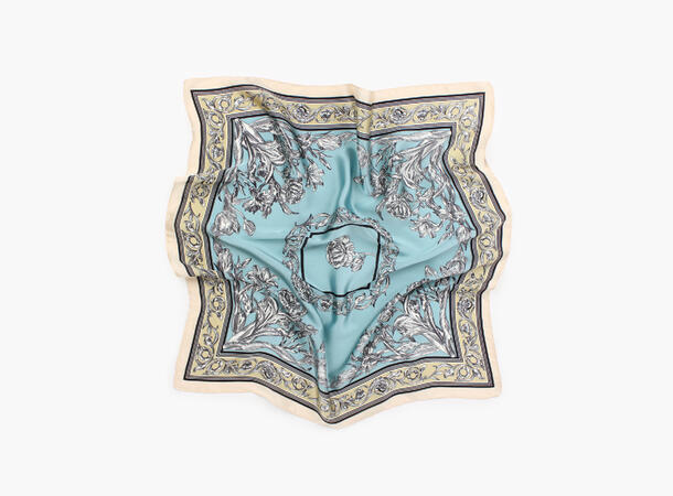 MANZINI Satengskjerf med Mønster 73 Blå 