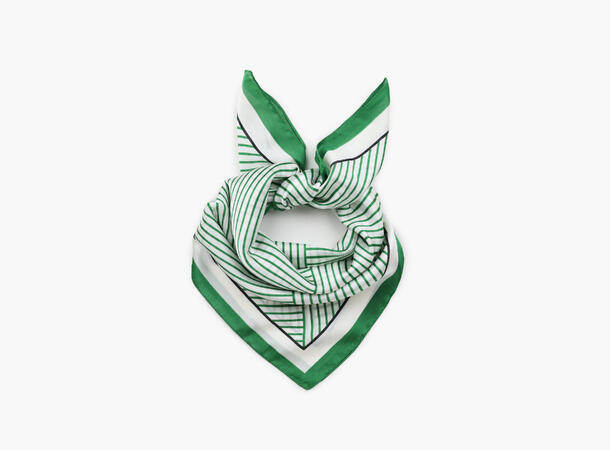 MANZINI Satengskjerf med Striper Grønn 85 