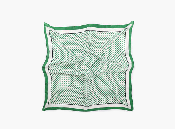 MANZINI Satengskjerf med Striper Grønn 85 