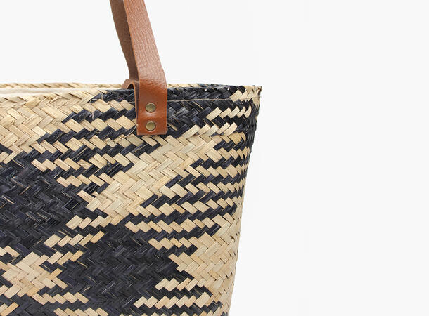MANZINI Seagrass Shopping Tote 09 Black 