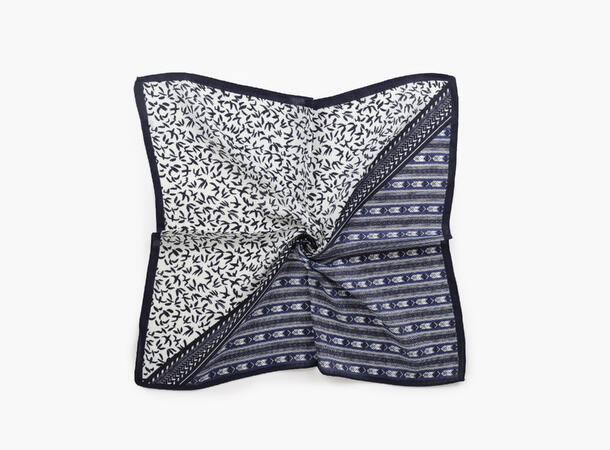 MANZINI Skjerf Delt Mønster  70 x70 cm Marine blå 79 