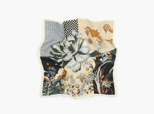 MANZINI Skjerf i Herringbone 70 x 70 cm Beige 15 