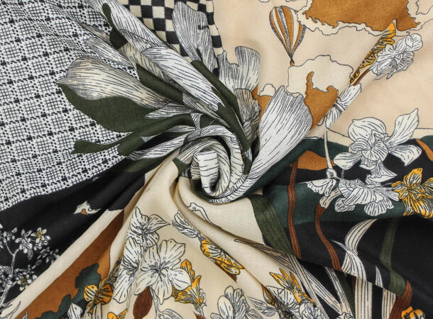 MANZINI Skjerf i Herringbone 70 x 70 cm Beige 15 