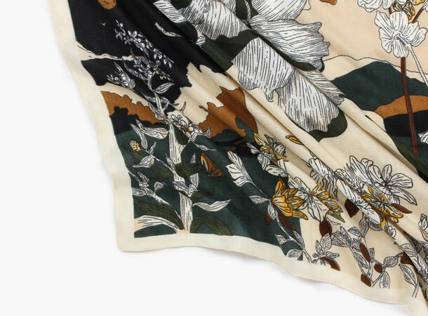 MANZINI Skjerf i Herringbone 70 x 70 cm Beige 15 