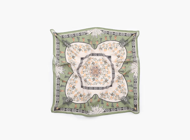 MANZINI Skjerf med Blomster Bomull/Silke Grønn 85 