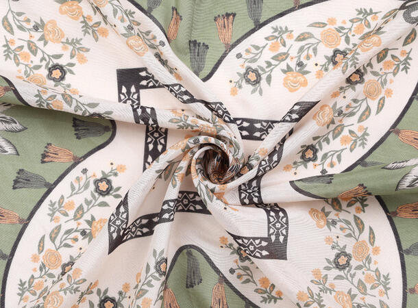 MANZINI Skjerf med Blomster Bomull/Silke Grønn 85 