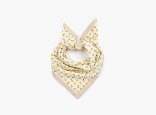 MANZINI Skjerf med Daisy Print 65x65 cm Lys gul 21 