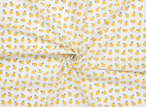 MANZINI Skjerf med Daisy Print 65x65 cm Lys gul 21 