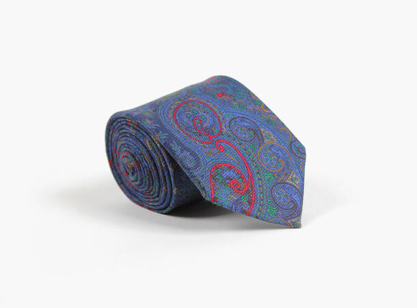 MONTECRISTO Varde Trykket Silkeslips 79 Navy 