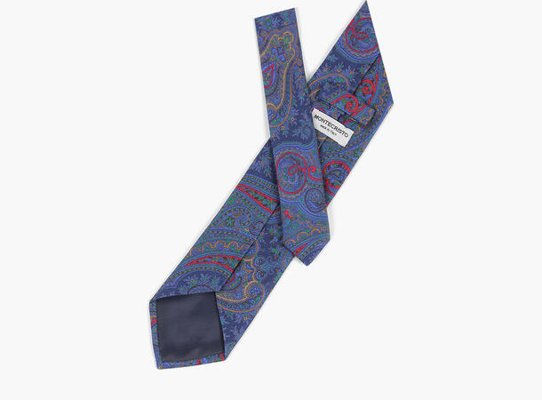 MONTECRISTO Varde Trykket Silkeslips 79 Navy 