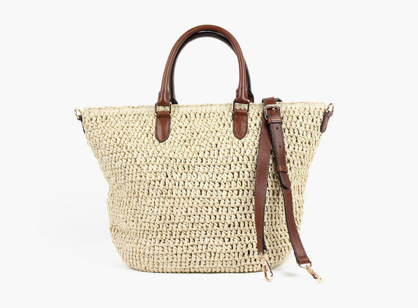 MONTECRISTO  Straw Bag w/ Leather 13 Sand 