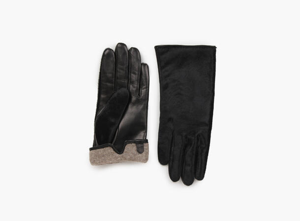 NOHR Karina Ponyhair Leather Gloves Sort 09 6,5 