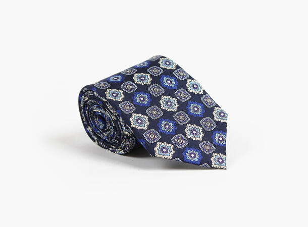 MANZINI 100% Printed silk  7,6 cm width 79 Navy 