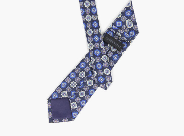 MANZINI 100% Printed silk  7,6 cm width 79 Navy 