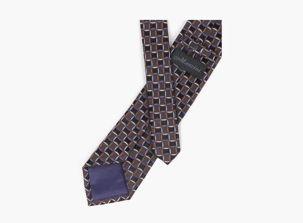 MANZINI 100% silk tie 7,6 cm width 19 Brown 