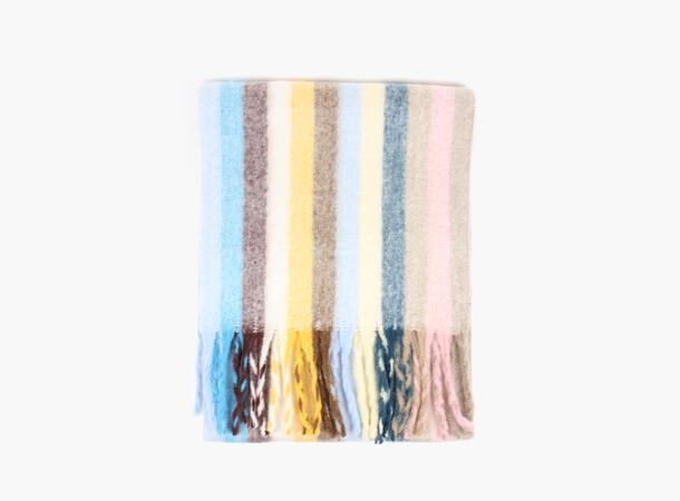 MANZINI Fluffy Ocean Stripe Scarf 72 Blue 