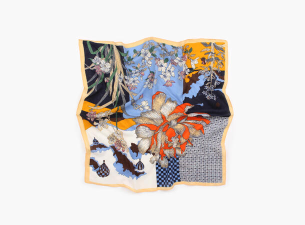 MANZINI Skjerf i Herringbone 70 x 70 cm Blå 75 