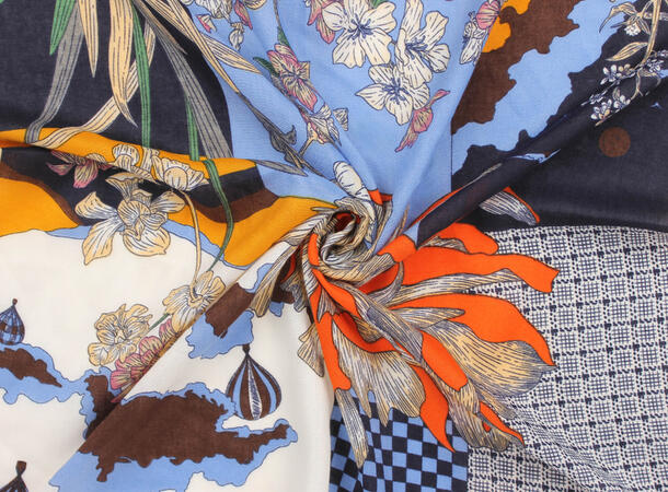 MANZINI Skjerf i Herringbone 70 x 70 cm Blå 75 