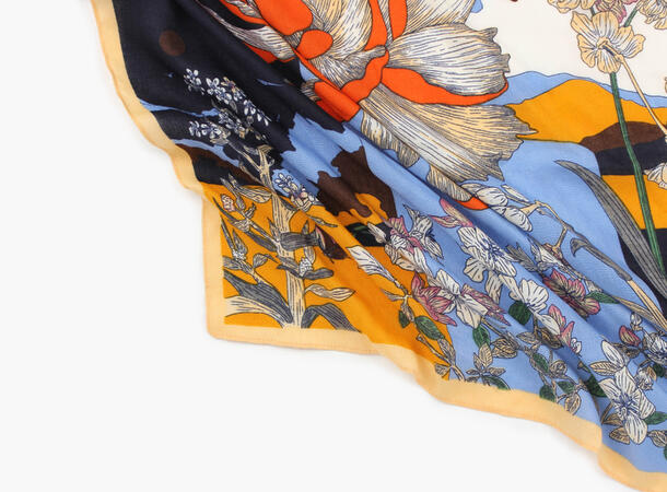 MANZINI Skjerf i Herringbone 70 x 70 cm Blå 75 