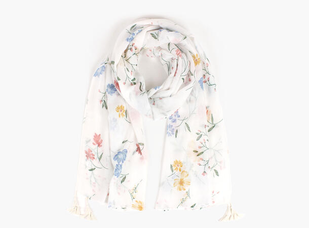 MANZINI Sommerblomst Skjerf Hvit 01 