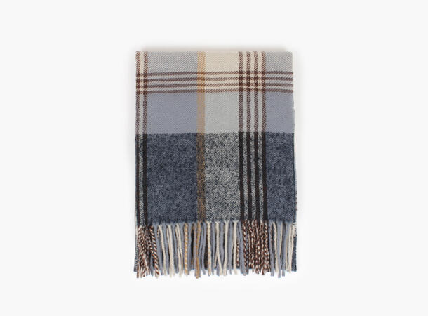 MANZINI Tykt Skjerf med Ruter Blå 75 