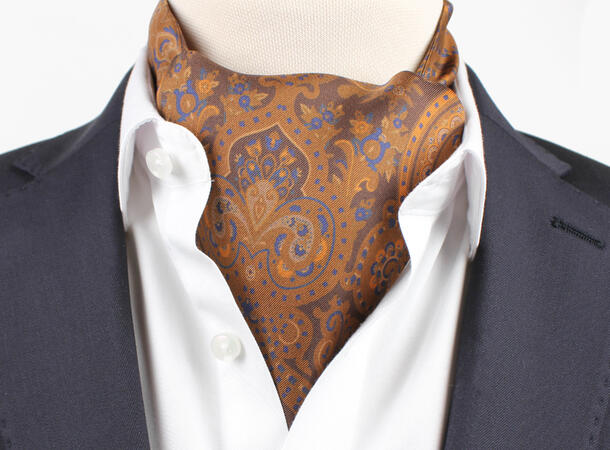 Manzini 100% silk printed silk Ascot 19 Brown 