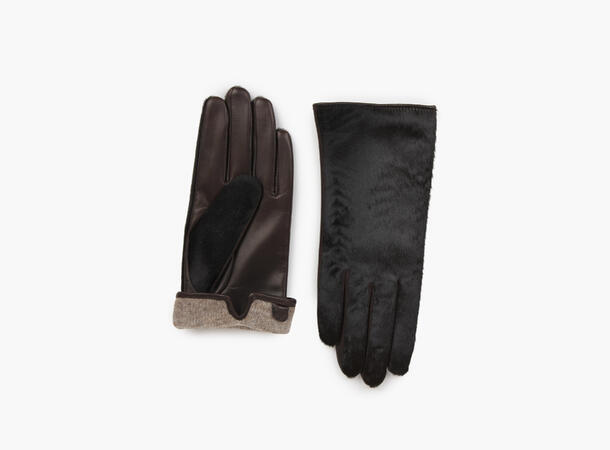 NOHR Karina Ponyhair Leather Gloves Mørk brun 19 6,5 