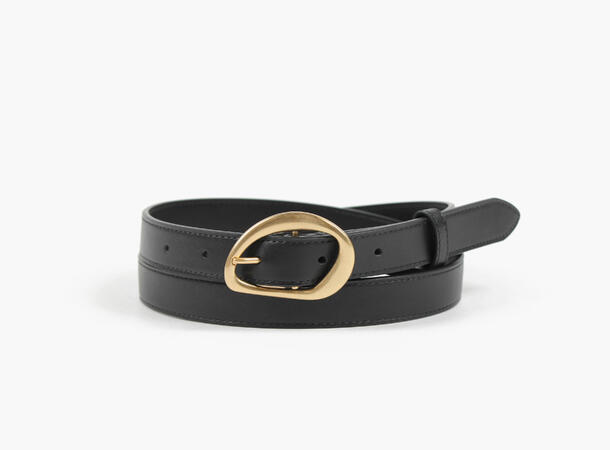 NOHR Mia Smalt Belte i Skinn Sort 09 90 cm 