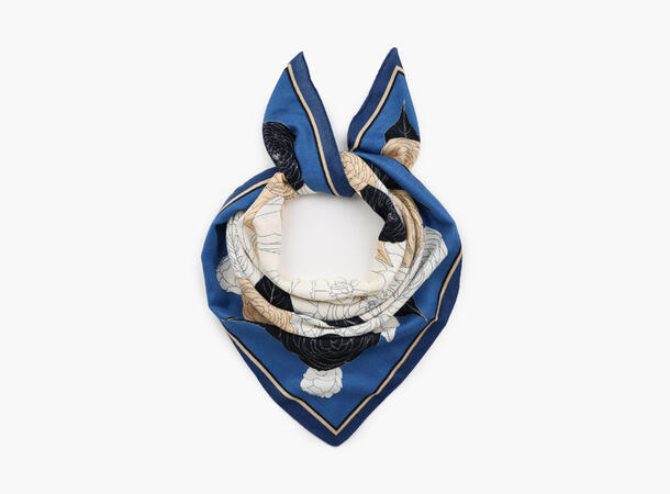 MANZINI Herringbone Skjerf 90 x 90 cm Blå 75 