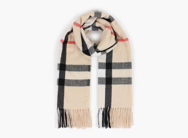 MANZINI Klassisk Skjerf med Store Ruter Sand 13 