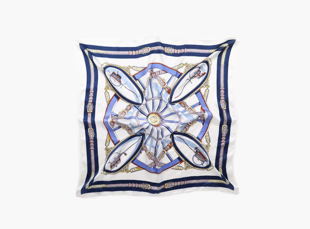 MANZINI Maritimt Satengskjerf Marine blå 79 