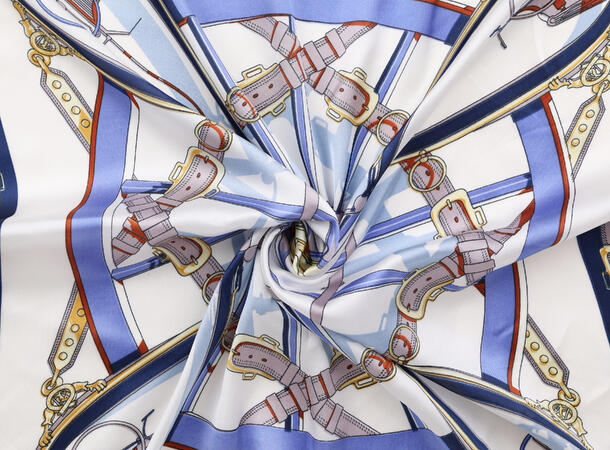 MANZINI Maritimt Satengskjerf Marine blå 79 