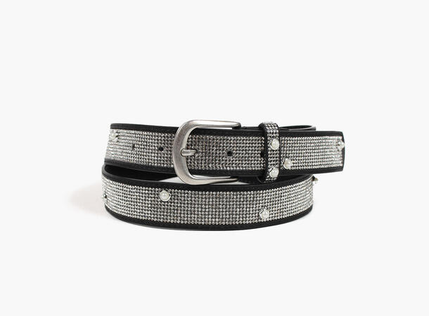 MANZINI Pearly Rhinestone Belt 09 Black 