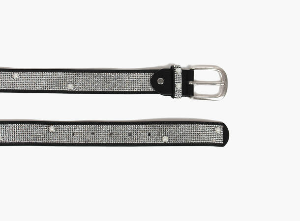 MANZINI Pearly Rhinestone Belt 09 Black 