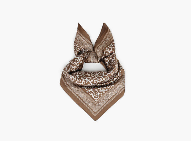 MANZINI Satengskjerf med Mønster Brun 19 