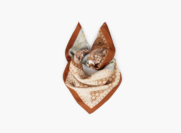 MANZINI Satengskjerf med Mønster Camel 17 