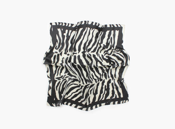 MANZINI Satengskjerf med Sebramønster Sort 09 