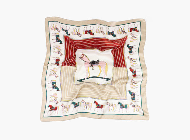 MANZINI Skjerf med Hester 70 x 70 cm Beige 15 