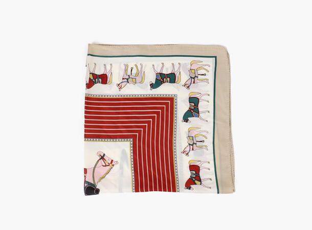 MANZINI Skjerf med Hester 70 x 70 cm Beige 15 
