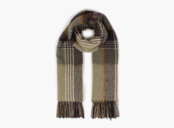 MANZINI Tykt Skjerf med Ruter Oliven grønn 89 