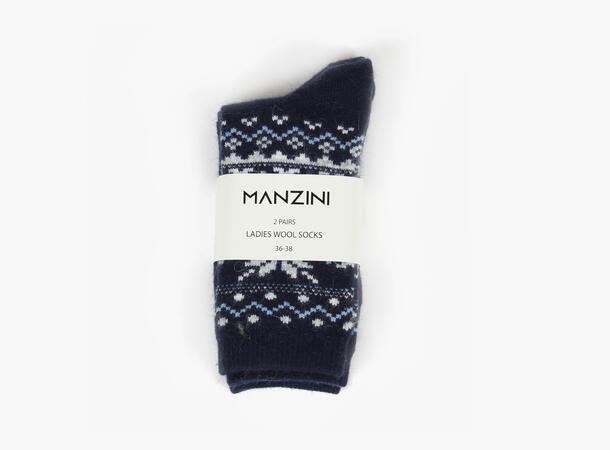 MANZINI Ullsokker med Snøkrystaller 2pk Wool 