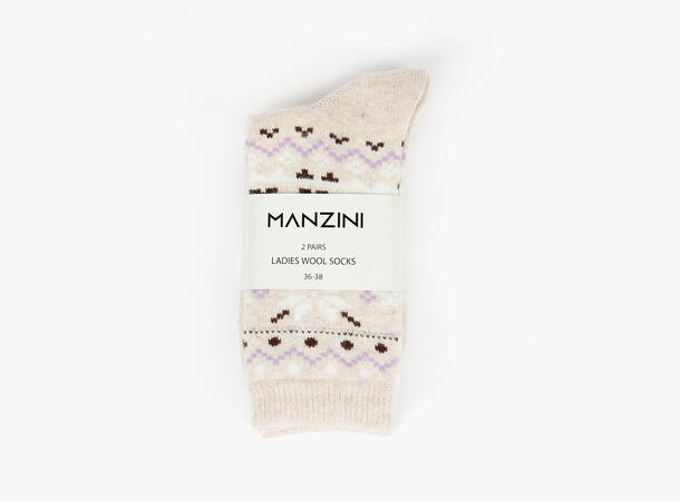 MANZINI Ullsokker med Snøkrystaller 2pk Wool 