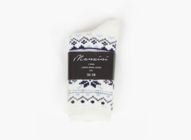 MANZINI Ullsokker med Snøkrystaller 2pk Wool 