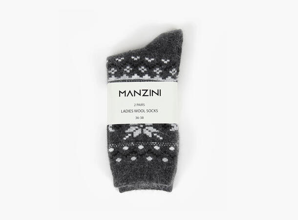 MANZINI Ullsokker med Snøkrystaller 2pk Wool 